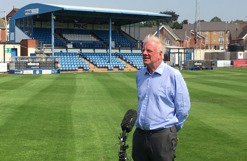 Sir Edward Leigh at Gainsborough Trinity's Northolme grounds