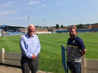 Sir Edward Leigh MP meets with Gainsborough Trinity FC Club Secretary Matt Boles at the Northolme Ground