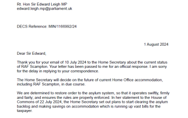 Letter from Home Office